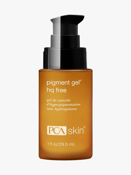 PCA Skin Pigment Gel HQ Free in branded amber bottle with black pump on light gray background