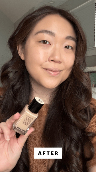 Lee after applying the Chanel Les Beiges Healthy Glow Foundation